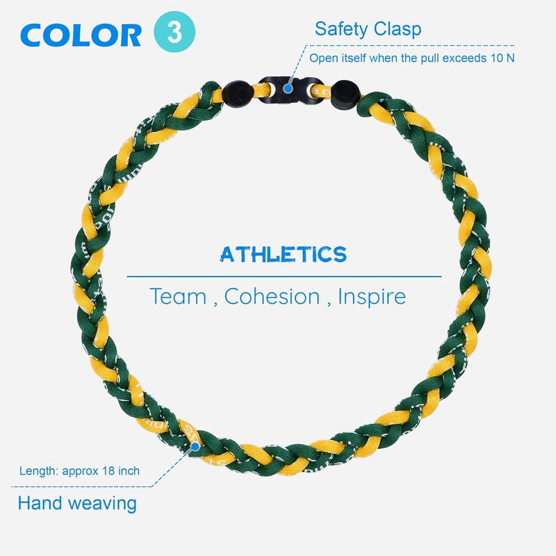 SUPBOMM 3 pcs Baseball Rope Necklaces, League Team Colors Braided Necklace, Baseball Team Gifts - Image 4